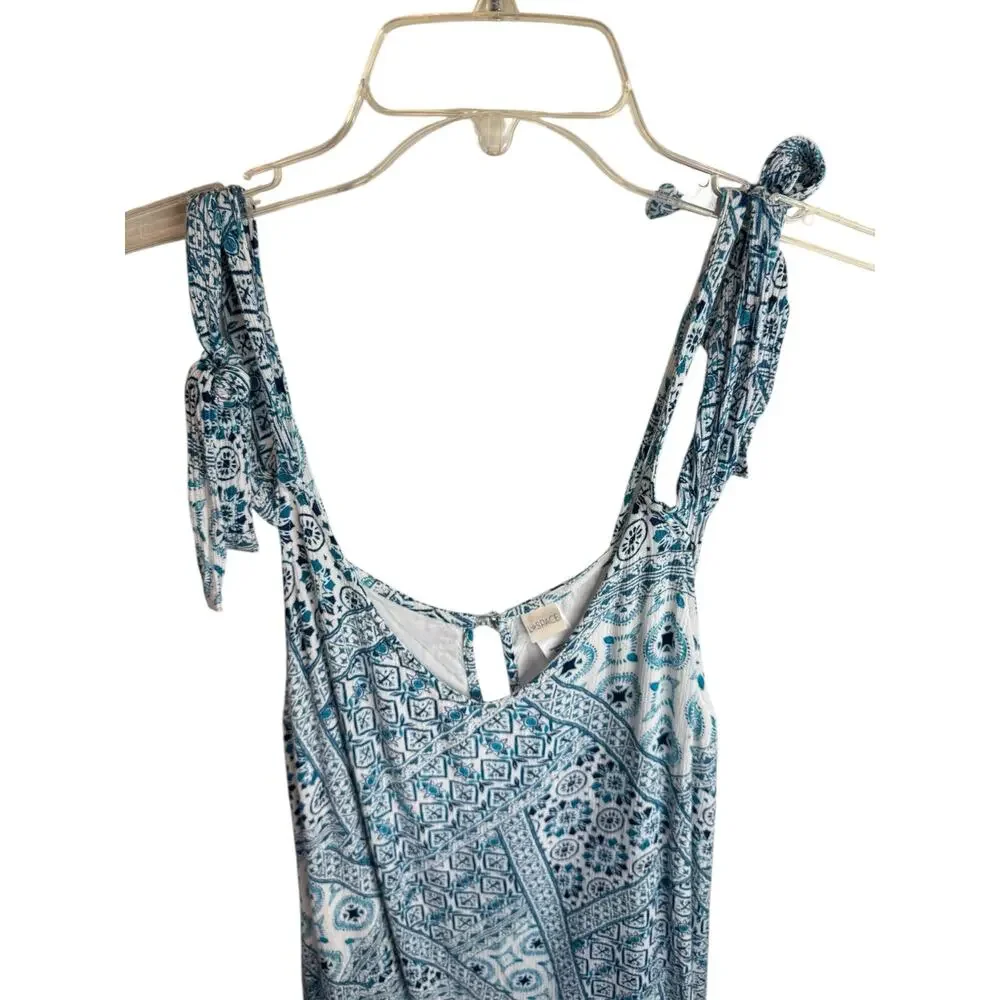 L*SPACE NWOT Girl in Motion Dress Blue Patchwork Swim Coverup Shoulder Ties Sz S - Picture 6 of 12
